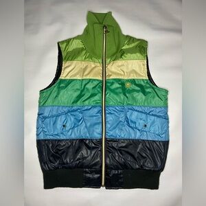 2/$30 Jennifer Lopez Striped Vest Adult Medium Striped Zip Front‎ Gold Zipper